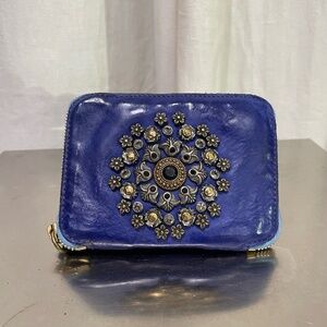 Iris Blue Leather Embellished Campomaggi Wallet
